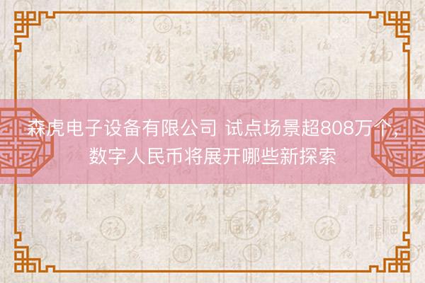 森虎电子设备有限公司 试点场景超808万个，数字人民币将展开哪些新探索
