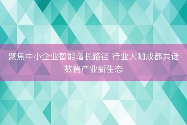 聚焦中小企业智能增长路径 行业大咖成都共话数智产业新生态