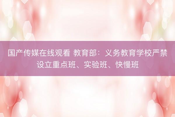 国产传媒在线观看 教育部：义务教育学校严禁设立重点班、实验班、快慢班