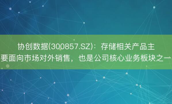 协创数据(300857.SZ)：存储相关产品主要面向市场对外销售，也是公司核心业务板块之一