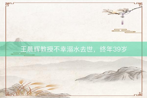 王晨辉教授不幸溺水去世，终年39岁