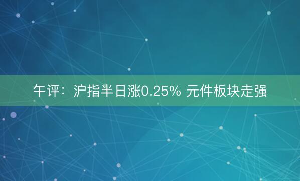 午评：沪指半日涨0.25% 元件板块走强