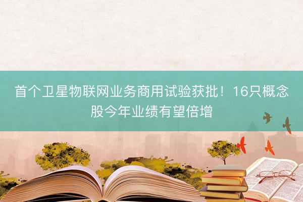 首个卫星物联网业务商用试验获批!16只概念股今年业绩有望倍增