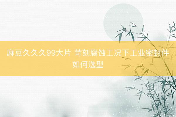 麻豆久久久99大片 苛刻腐蚀工况下工业密封件如何选型