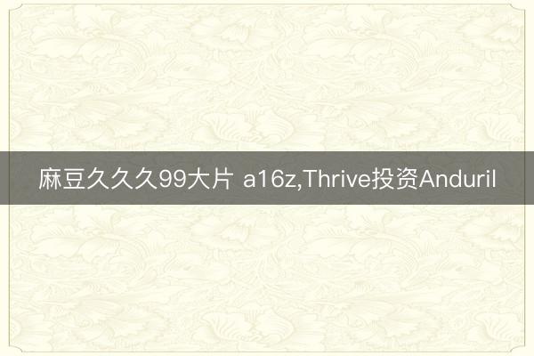麻豆久久久99大片 a16z，Thrive投资Anduril