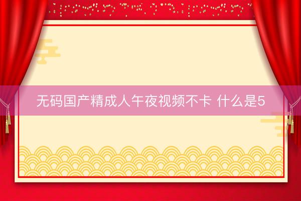 无码国产精成人午夜视频不卡 什么是5