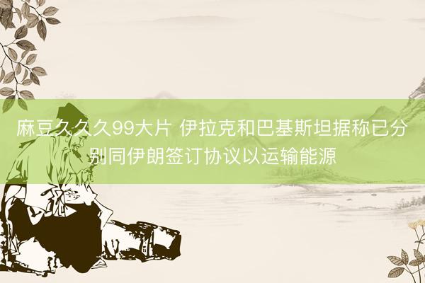 麻豆久久久99大片 伊拉克和巴基斯坦据称已分别同伊朗签订协议以运输能源