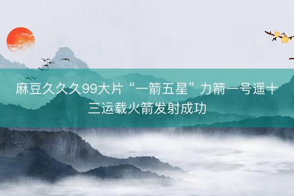 麻豆久久久99大片 “一箭五星” 力箭一号遥十三运载火箭发射成功
