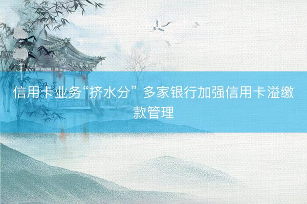信用卡业务“挤水分” 多家银行加强信用卡溢缴款管理