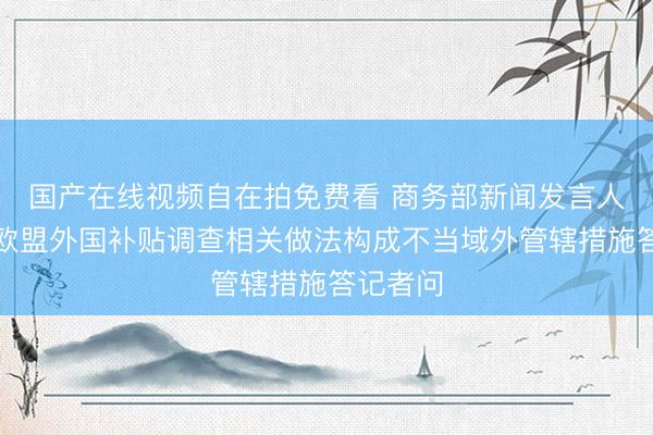 国产在线视频自在拍免费看 商务部新闻发言人就认定欧盟外国补贴调查相关做法构成不当域外管辖措施答记者问