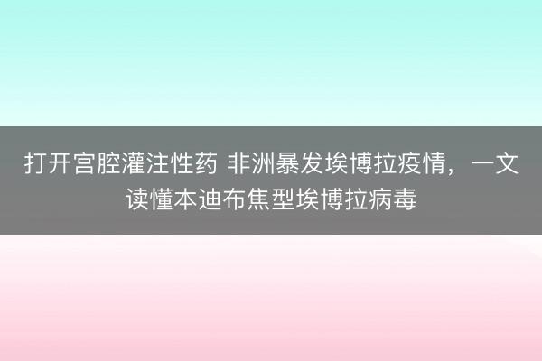 打开宫腔灌注性药 非洲暴发埃博拉疫情，一文读懂本迪布焦型埃博拉病毒