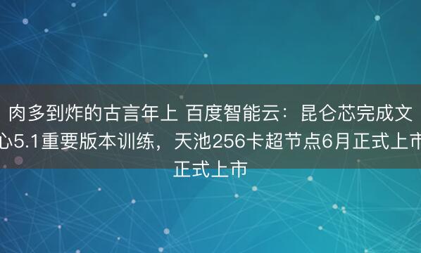 肉多到炸的古言年上 百度智能云：昆仑芯完成文心5.1重要版本训练，天池256卡超节点6月正式上市