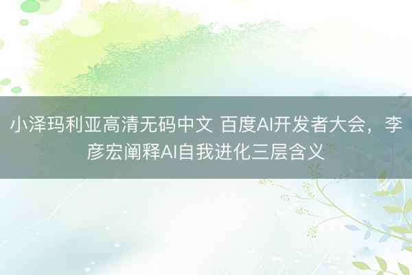 小泽玛利亚高清无码中文 百度AI开发者大会，李彦宏阐释AI自我进化三层含义