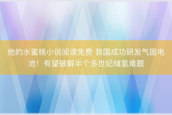 他的水蜜桃小说阅读免费 我国成功研发气固电池！有望破解半个多世纪储氢难题