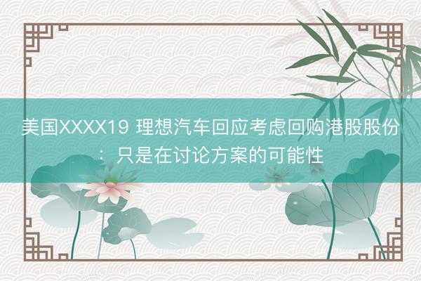 美国XXXX19 理想汽车回应考虑回购港股股份：只是在讨论方案的可能性
