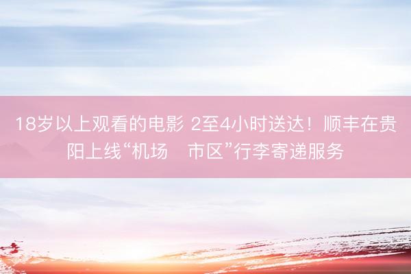 18岁以上观看的电影 2至4小时送达!顺丰在贵阳上线“机场⇄市区”行李寄递服务