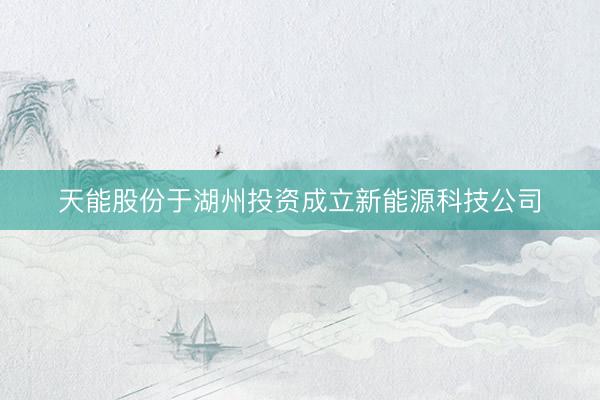 天能股份于湖州投资成立新能源科技公司