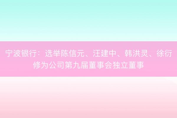 宁波银行：选举陈信元、汪建中、韩洪灵、徐衍修为公司第九届董事会独立董事