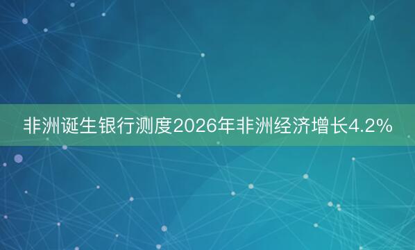 非洲诞生银行测度2026年非洲经济增长4.2%