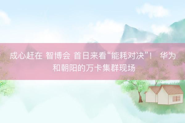 成心赶在 智博会 首日来看“能耗对决”！ 华为 和朝阳的万卡集群现场