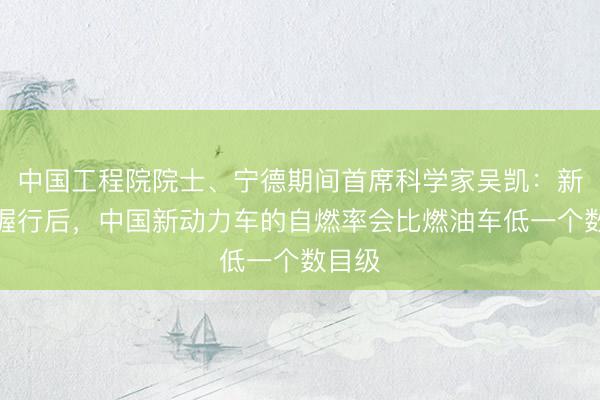 中国工程院院士、宁德期间首席科学家吴凯：新国标握行后，中国新动力车的自燃率会比燃油车低一个数目级