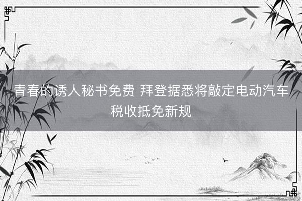 青春的诱人秘书免费 拜登据悉将敲定电动汽车税收抵免新规