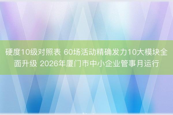硬度10级对照表 60场活动精确发力10大模块全面升级 2026年厦门市中小企业管事月运行