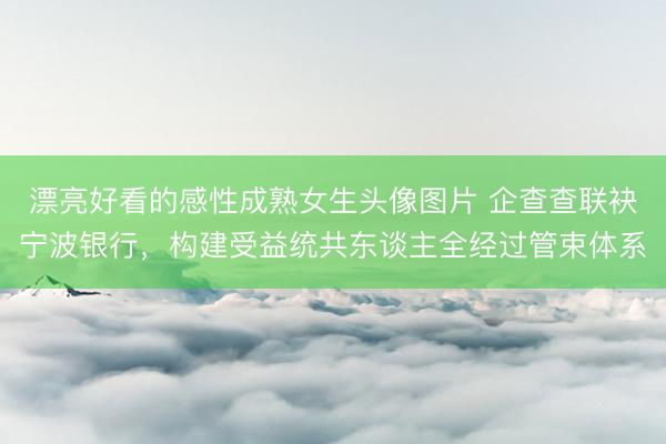 漂亮好看的感性成熟女生头像图片 企查查联袂宁波银行，构建受益统共东谈主全经过管束体系