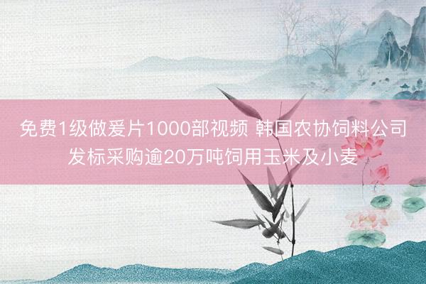 免费1级做爰片1000部视频 韩国农协饲料公司发标采购逾20万吨饲用玉米及小麦