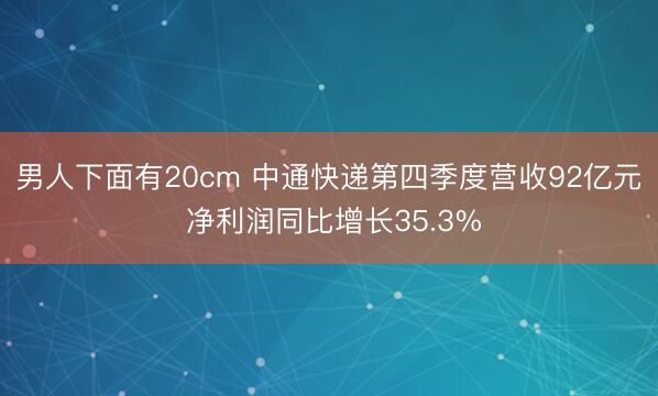 男人下面有20cm 中通快递第四季度营收92亿元 净利润同比增长35.3%