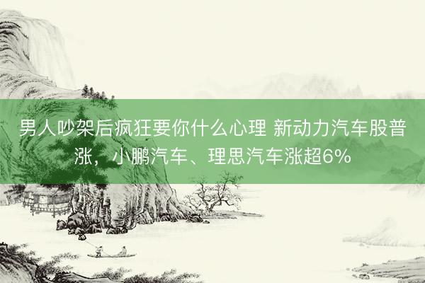 男人吵架后疯狂要你什么心理 新动力汽车股普涨，小鹏汽车、理思汽车涨超6%