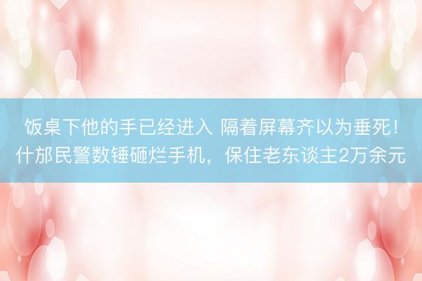 饭桌下他的手已经进入 隔着屏幕齐以为垂死！什邡民警数锤砸烂手机，保住老东谈主2万余元