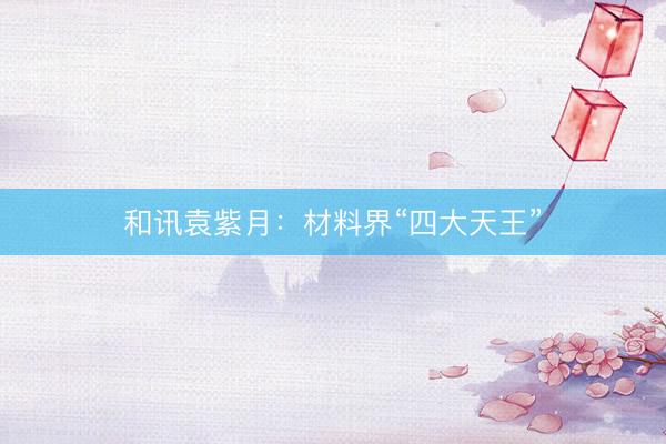 和讯袁紫月：材料界“四大天王”